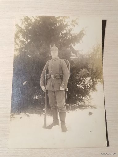 Почтовая карточка, фотография с военнослужащим до 1917 года, размер 14*9 см.