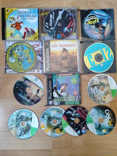 Диски Sony PlayStation плюс бонус диски X box, цена за всё