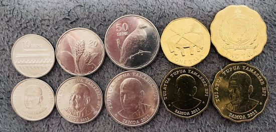 Самоа НАБОР монет 10 20 50 сене 1 2 тала 2011 UNC
