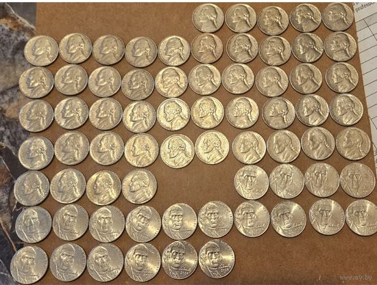 5 центов(никель) 1955-2025 МД  Денвер 69 монет Погодовка