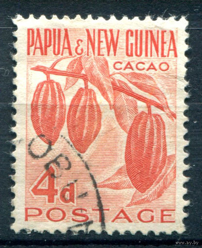 Британские колонии - Папуа Новая Гвинея - 1952/60г. - ландшафты, виды, местные мотивы, 4 P - 1 марка - гашёная [Mi 8]. #3-WB-90-A-1