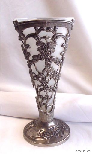 Салфетница Ваза для салфеток с белой вставкой Серебрение