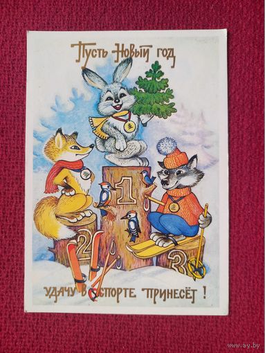 Пусть Новый Год удачи в спорте принесет! Грудинина 1985 г. Чистая.