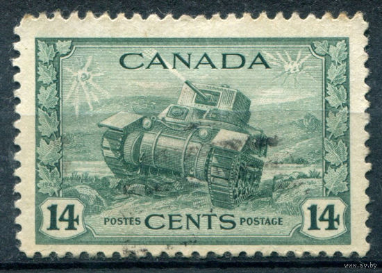 Британские колонии - Канада - 1942/43г. - военное производство, танк, 14 с - 1 марка - гашёная [Mi 226]. #3-WB-102-A-2