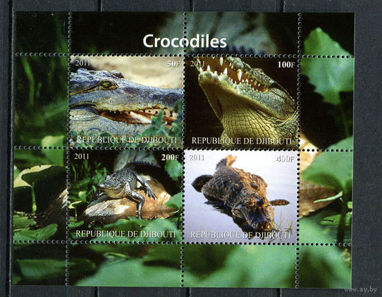 Джибути - 2011 - Крокодилы - 1 блок. MNH.  (Лот 36JH)-TG2P27
