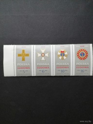 Польша 1984 Марки в сцепке из блока Mi.95 Международная филателистическая выставка "SOCPHILEX-84" во Вроцлаве серии "40 лет Польской народной армии" (чистые**) Mi.2926-2929 каталог 1.80 евро