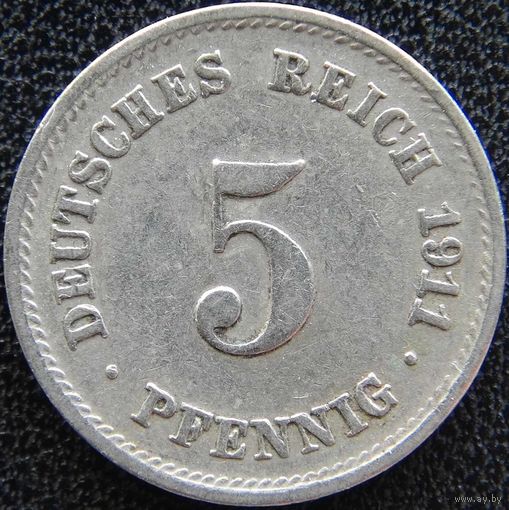 YS: Германия, Рейх, 5 пфеннигов 1911F, KM# 11 (2)