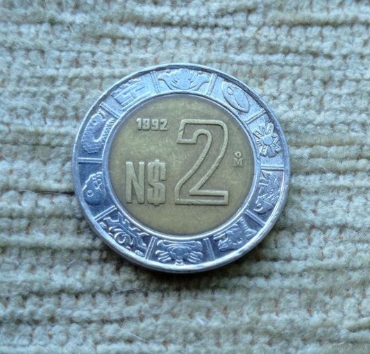 Werty71 Мексика 2 новых песо 1992 биметалл