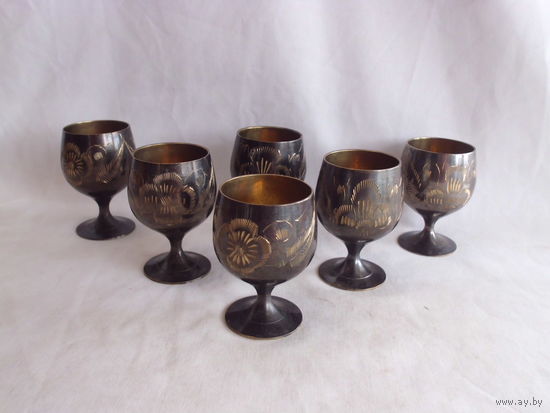 Набор Рюмка Бокал Латунь 6 шт одним лотом