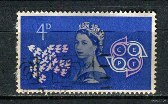 Великобритания - 1961 - Европа (C.E.P.T.). Королева Елизавета II 4P - [Mi.347] - 1 марка. Гашеная.  (Лот 31Fo)-T25P18