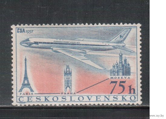 Чехословакия-1957,(Мих.1042)  **  , Самолет, Авиация