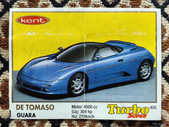 Вкладыш Turbo (Турбо) Super (серия 401-470, Супер), номер 405, De Tomaso Guara. Возможен небольшой торг.