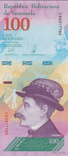 Венесуэла 100 боливаров образца 2019 года UNC p106 серияD