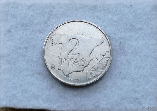 Werty71 Испания 2 песеты 1984 Карта Блеск