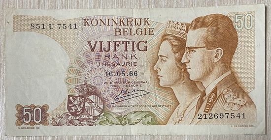 Банкнота. Бельгия 50 франков 1966 год.