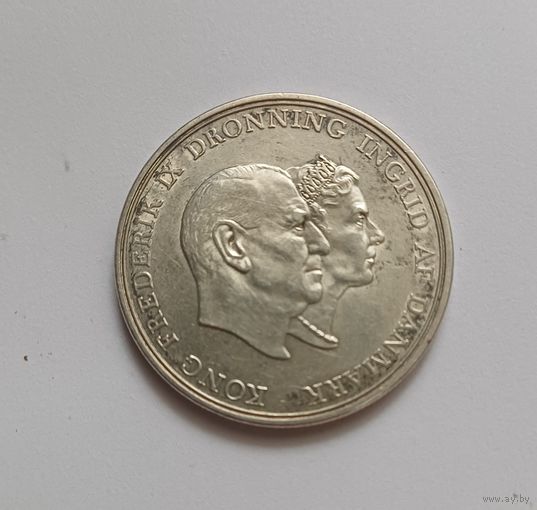 5 крон.1960г 800 пр., Серебряная свадьба.Король Фредерик IX (1947 - 1972).Дания. Тираж 409 858т.