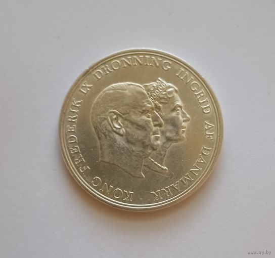 5 крон.1960г 800 пр., Серебряная свадьба.Король Фредерик IX (1947 - 1972).Дания. Тираж 409 858т.