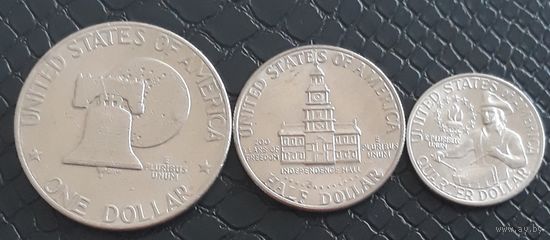 1 доллар +50 +25 центов 1976 200 лет независимости США