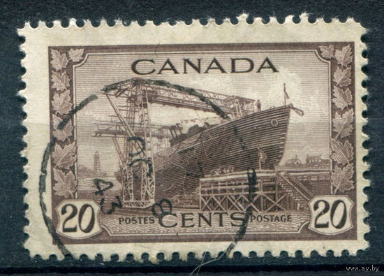 Британские колонии - Канада - 1942/43г. - военное производство, корабль, 20 с - 1 марка - гашёная [Mi 227]. #3-WB-102-A-2