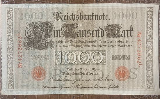 Банкнота 1000 марок 1910 год. Германская империя.