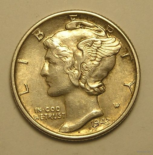 США, 1 Дайм 1943, Серебро UNC