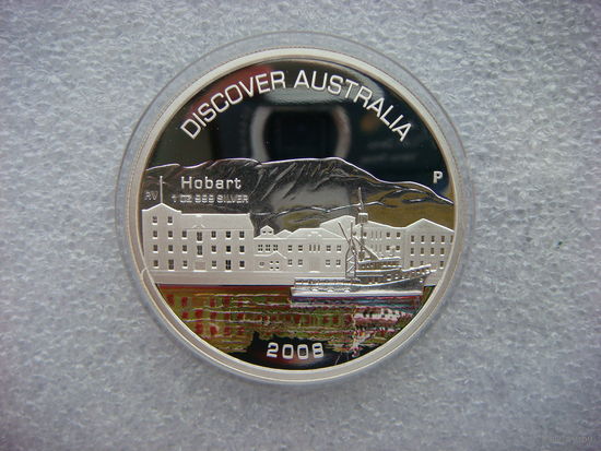1 доллар 2008. Австралия. Хобарт. Серия "Откройте для себя Австралию". Серебро 999