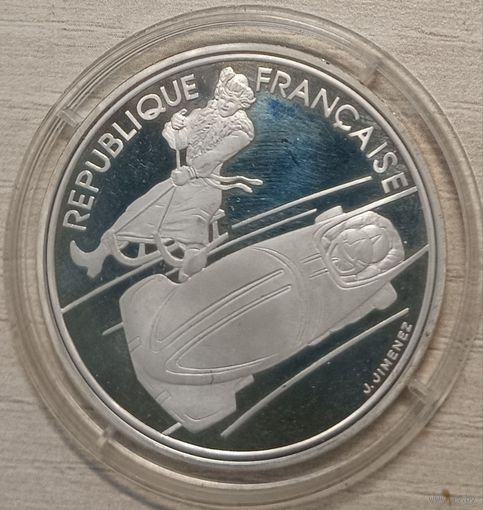 Франция 100 франков 1990 год, "XVI зимние Олимпийские Игры, Альбервиль 1992 - Бобслей"