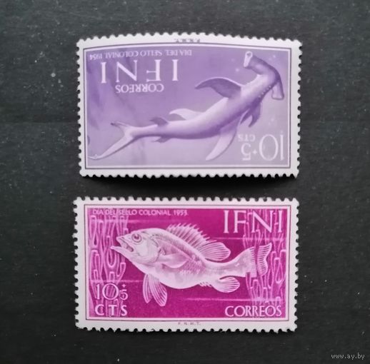 Ифни /Испания / 1953-54-56-57 / Фауна / Морская Фауна / рыбы 2 марки