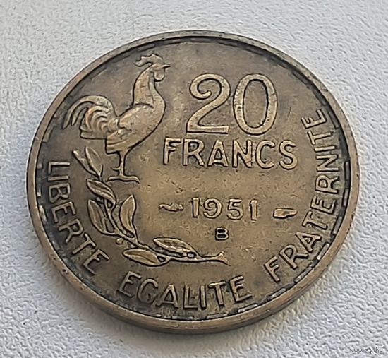 Франция 20 Франков, 1951  "B"  5-4-3