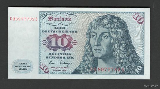 Германия ФРГ 10 марок 1980 года. Тип P-31d. Состояние aUNC
