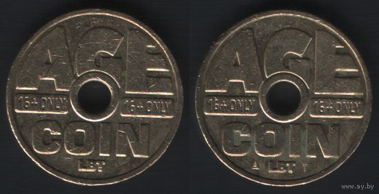 AGE - COIN - LET - 16+ only (Нидерланды) (сигар.аппараты) (20,5мм)желт. (f2