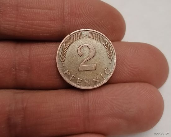 2 пфеннига 1990г. (D). Германия.