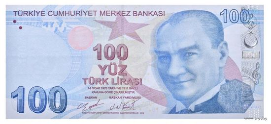 Турция 100 лир 2022 года. Тип Р-226. Состояние UNC!