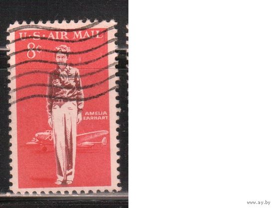 США-1963, (Мих.845) , гаш. , Авиация, Женщина-пилот, Самолет (одиночка),