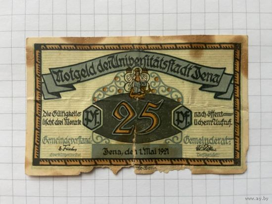 25 пфеннингов (нотгельды) 1921 г. Германия.