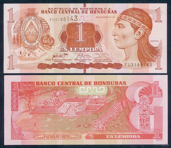 Гондурас 1 лемпира 2016 год, UNC.