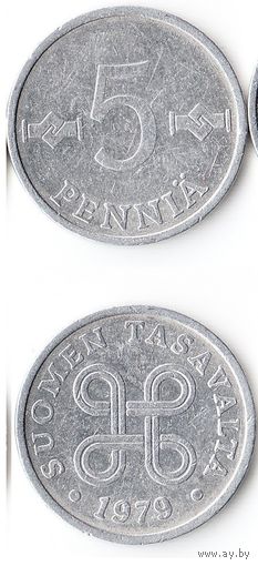 5 пенни Финляндия 1979 года