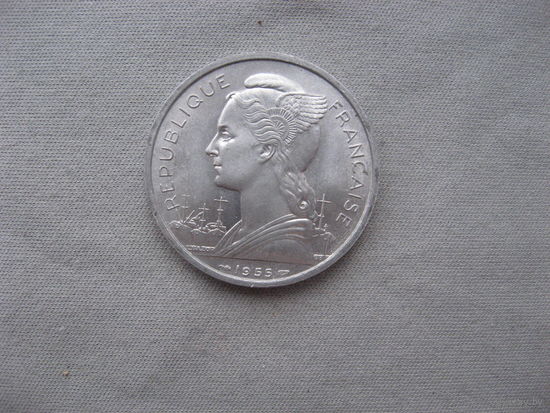 Реюньон 5 франков 1955 год Заморский департамент Франции (1945-1973)