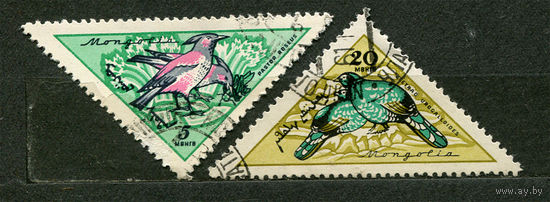 Птицы. Монголия. 1961. Серия 2 треугольные марки