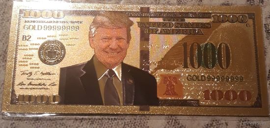 Сувенирная банкнота 1000 долларов 'Дональд Трамп '