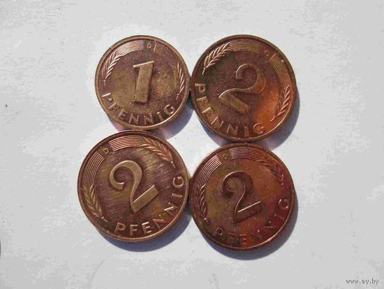 Германия 2 пфеннига 2001 г и другие