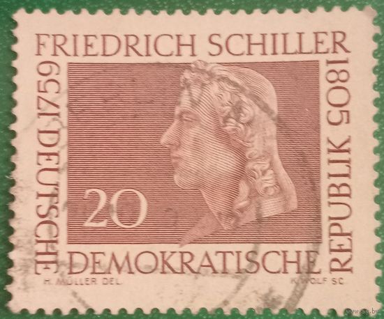 ГДР 1959. 200 летие со дня рождения Фридриха Шиллера