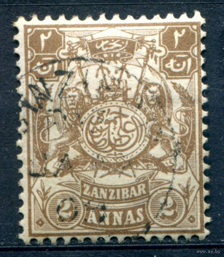 Британские колонии - Султанат Занзибар - 1904г. - герб, 2 А - 1 марка - гашёная [Mi 75]. #4-B5-122-A-1