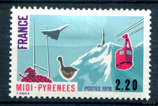 Франция - 1976г. - регионы Франции, горы - 1 марка - полная серия, MH [Mi 1952]. #2-Fr-25-A-1