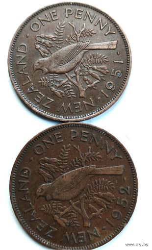 Монеты 1 пенни Новая Зеландия года 1951, 1952