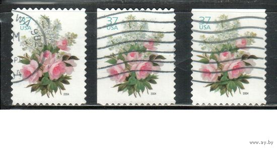 США-2004 (Мих.3813 ВА+BD) , гаш., Флора, Цветы, зубцовки