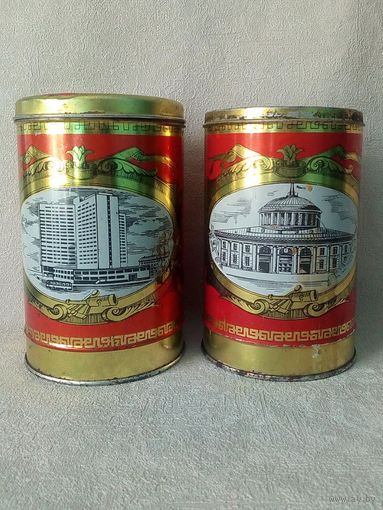 2 больших жестяных банки Мурманск СССР одним лотом
