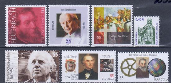 [2323] Германия ФРГ 2003-04. Известные люди. 7 чистых одиночных выпусков. MNH