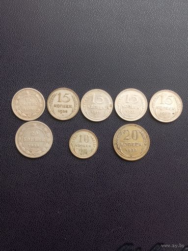 Советское серебро( биллон) 8 монет.