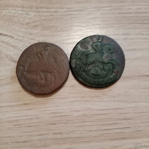 Лот монет 2 копейки 1757 года, 1758 года